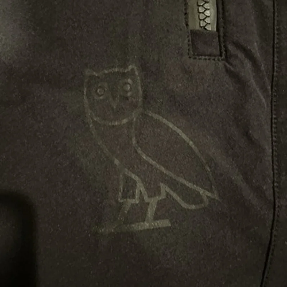 OVO October's Very Own Nylon Track Pants Size M Black Owl Logo Zipper Pockets - Picture 2 of 7